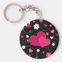 Coeurs et fleurs porte-clef