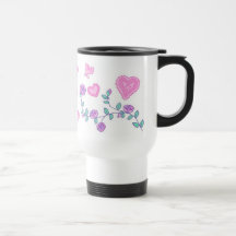 Coeurs et fleurs tasse à café