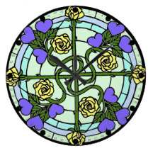 Coeurs - grande horloge ronde de boutons de rose