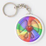Coeurs Keychain d'arc-en-ciel de paix Porte-clef