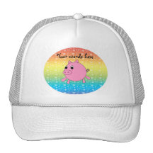 Coeurs mignons d'arc-en-ciel de porc casquette
