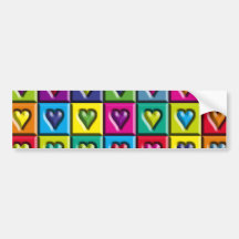 Coeurs multicolores autocollant pour voiture
