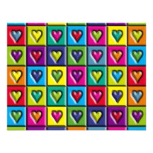 Coeurs multicolores bristols