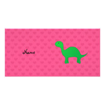 Coeurs nommés personnalisés de rose de dinosaure photocartes