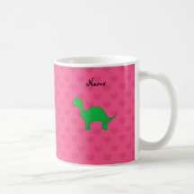 Coeurs nommés personnalisés de rose de dinosaure tasses