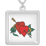 Coeurs personnalisables du cru 2 avec le tatouage  pendentif personnalisé