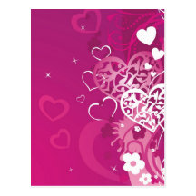 Coeurs roses carte postale
