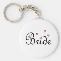 Coeurs roses de jeune mariée porte-clé