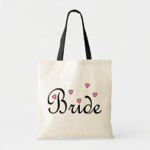 Coeurs roses de jeune mariée sac de toile