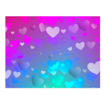 Coeurs roses et bleus carte postale