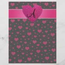 Coeurs roses noirs de monogramme prospectus