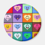 Coeurs souriants multicolores aimant