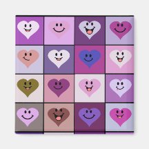 Coeurs souriants roses et pourpres aimant