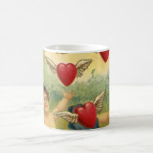 Coeurs victoriens vintages de cupidons de Saint-Va Mugs À Café