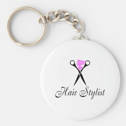 Coiffeur (ciseaux/rose) porte-clef