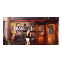 Coiffeur - raseur-coiffeur - heure pour une coupe  cartes de vœux avec photo