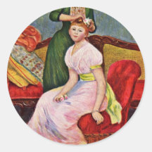 Coiffure de La par Pierre-Auguste Renoir Adhésif Rond