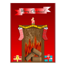 Coin du feu de fête de Noël Carte Postale