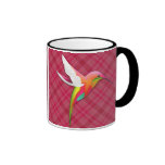 Colibri coloré avec le plaid rose vif mugs