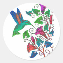 Colibri d'arc-en-ciel autocollants ronds