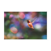Colibri de vol et arrière - plan coloré impressions sur toile