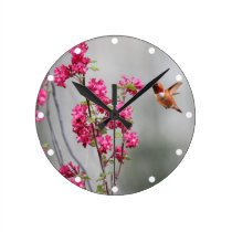 Colibri et fleurs de vol horloges murales