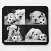 Collage anglais de bouledogue "de chiots du footba tapis de souris
