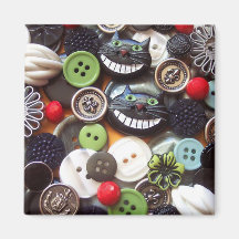 Collage avec les boutons noirs de chat de Cheshire Aimants Pour Réfrigérateur