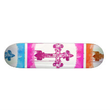 Collage chrétien d'art de bruit de croix colorées skateboards cutomisables