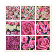 Collage de carré de rose de rose toiles tendues sur châssis