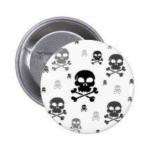 Collage de crânes de bande dessinée - à fond gris badge avec épingle
