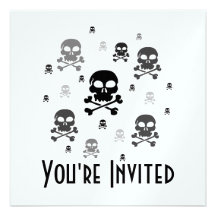 Collage de crânes de bande dessinée - à fond gris invitations
