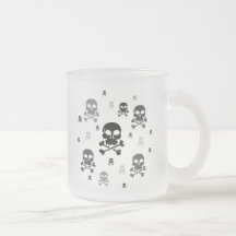 Collage de crânes de bande dessinée - à fond gris tasse à café