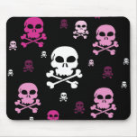 Collage de crânes de bande dessinée - rose tapis de souris