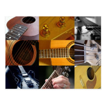 Collage de photos de guitare carte postale