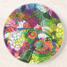 Collage floral romantique coloré dessous de verre