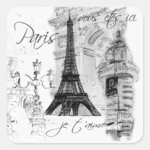 Collage français de scène de Tour Eiffel de Paris Autocollants