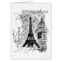 Collage français de scène de Tour Eiffel de Paris Carte De Vœux