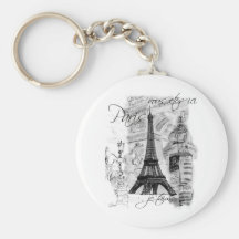 Collage français de scène de Tour Eiffel de Paris Porte-clefs
