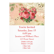 Collage rose de coeur de cru Girly Faire-part Personnalisé