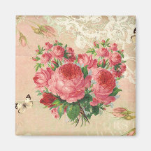 Collage rose de coeur de cru Girly Magnets