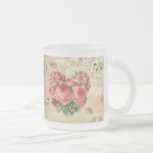 Collage rose de coeur de cru Girly Tasse À Café