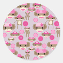 Collage rose Girly mignon de motif de fille de sin Autocollant Rond