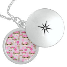 Collage rose Girly mignon de motif de fille de sin Collier