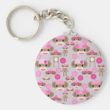Collage rose Girly mignon de motif de fille de sin Porte-clés