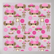 Collage rose Girly mignon de motif de fille de sin Poster