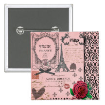 Collage rose vintage de Paris Badges