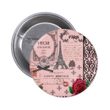 Collage rose vintage de Paris Badges