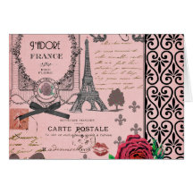 Collage rose vintage de Paris Cartes De Vœux