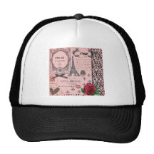 Collage rose vintage de Paris Casquettes De Camionneur